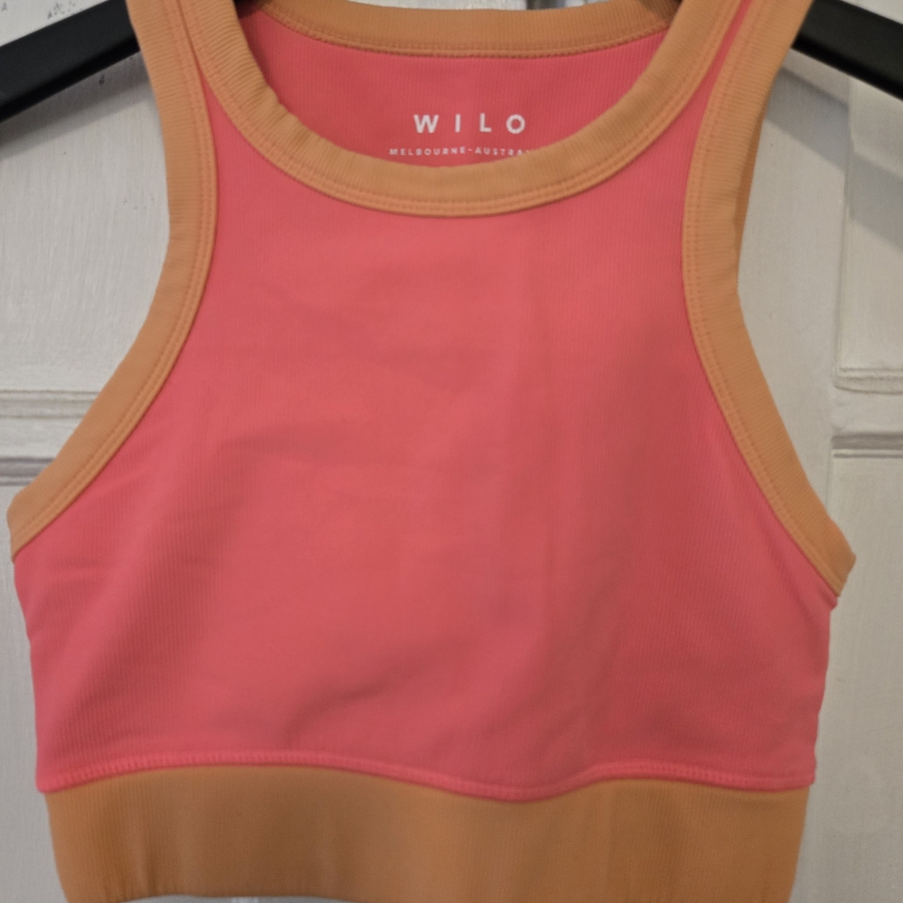 Women's Pink and Tan Crop Top